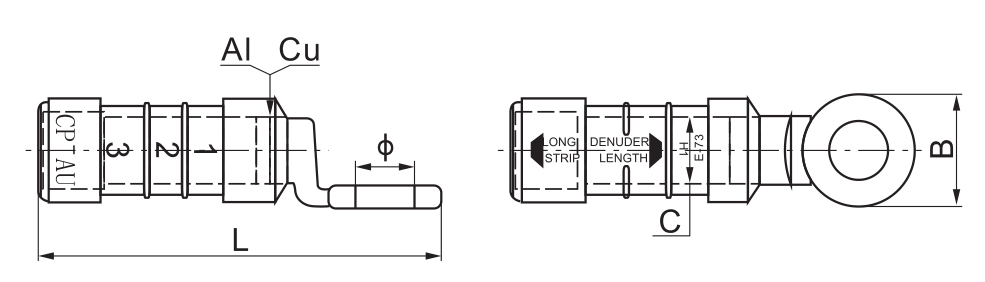 CPTAU Pre-Insulated Crimping Bimetal Terminal Lug Connector Terminal ...